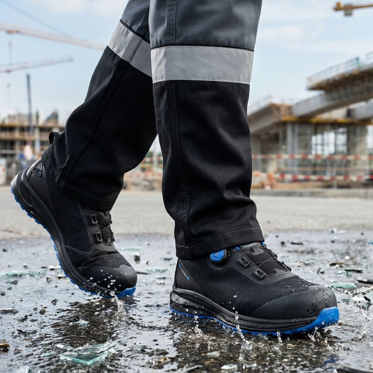 Полуботинки Футгард с системой быстрой шнуровки, цв. чёрно-синий, КП, ЭВА/Резина